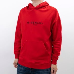 Men’s Givenchy red destroyed logo hoodie